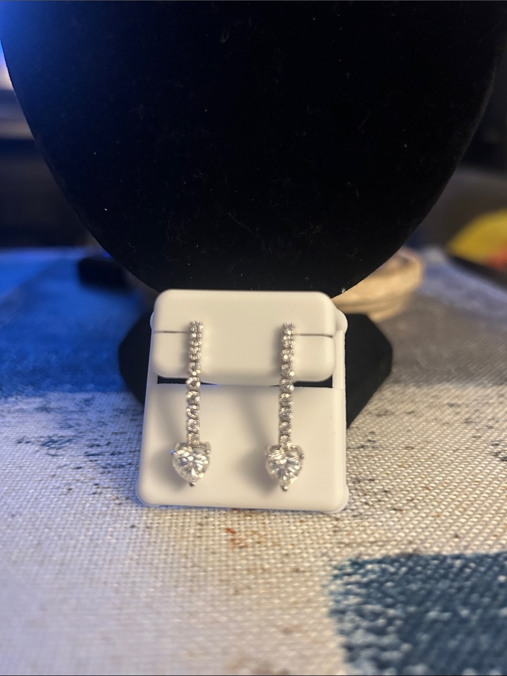 925 Silver Moissainite Diamonds, 1.50 CTW Heart Dangle Earrings